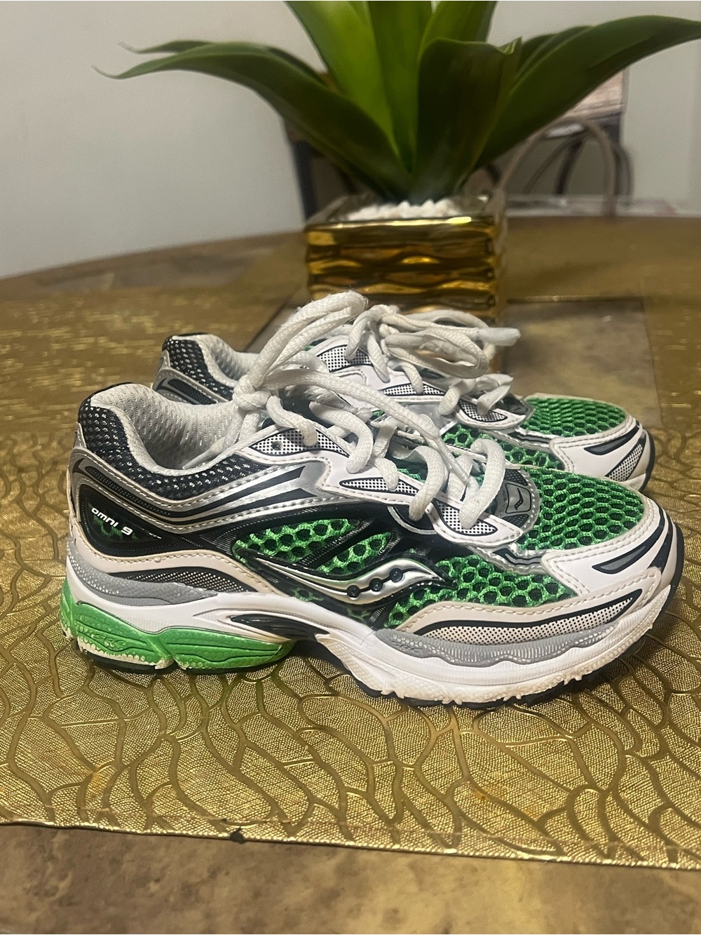 Saucony Kids Green, White & Black Mesh Running Sneakers